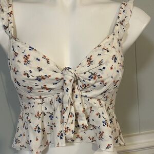 American Eagle Outfitters Floral Tie-Front Crop Top